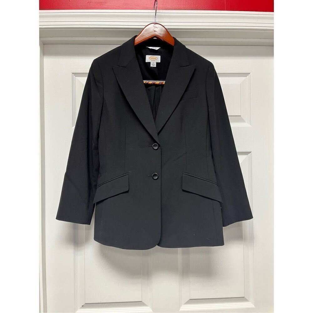 Talbots Black Stretch Classic Blazer Jacket sz 8 EUC